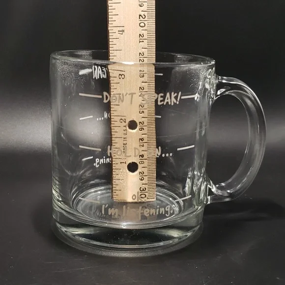 "Don't Speak" Coffee Cup/Tea Mug Measurement Calibrated Glass - Picture 5 of 5